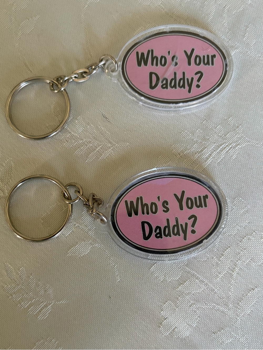 Vintage reversible keychain "Who's Your Daddy?" And “Brat” on other side
